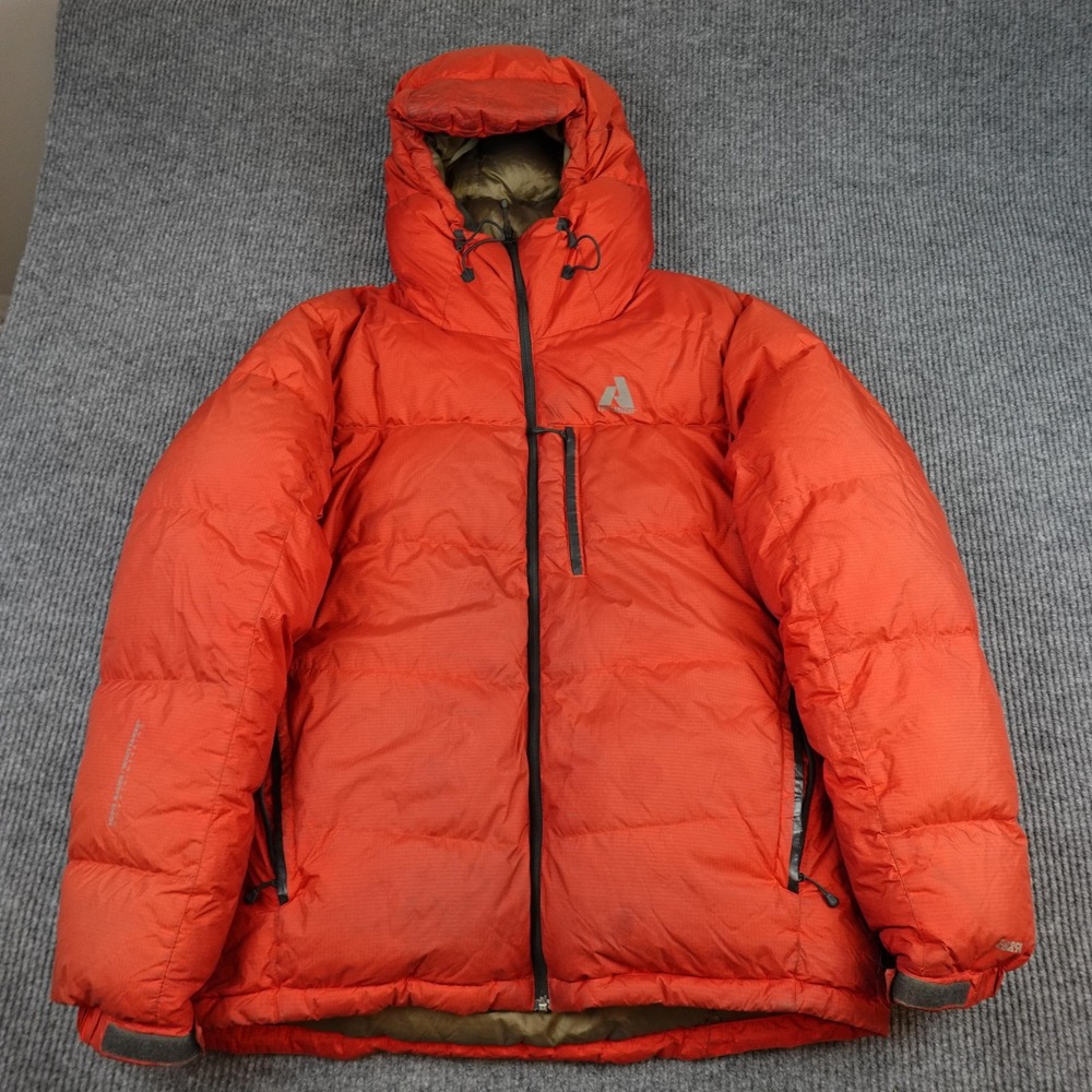 Eddie Bauer First Ascent Whittaker EB850 Mens Large Orange Down Parka Jacket